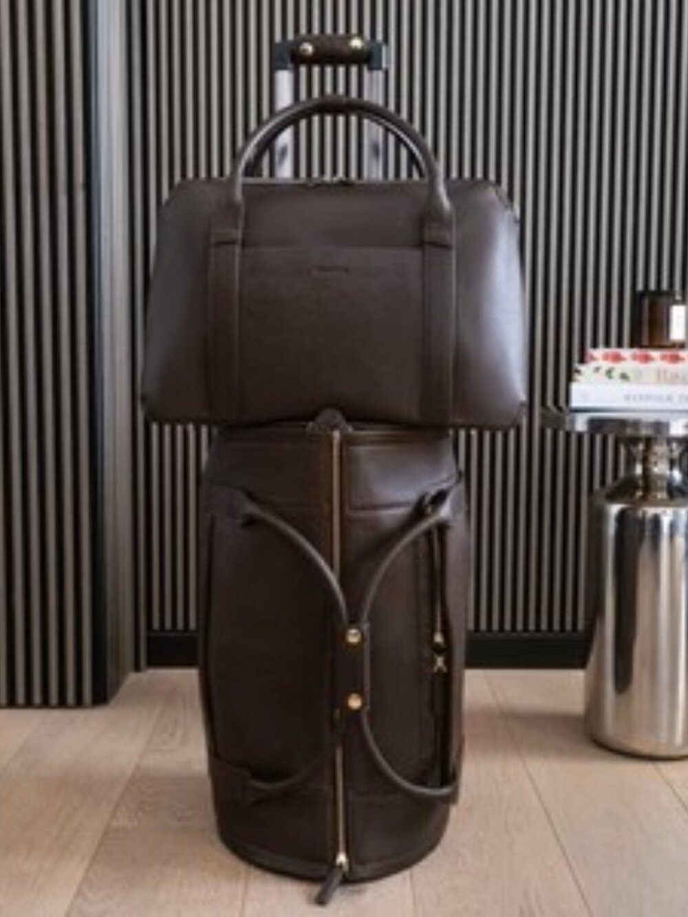 Wool & Oak Chocolate Leather Duffle Suitcase NIB